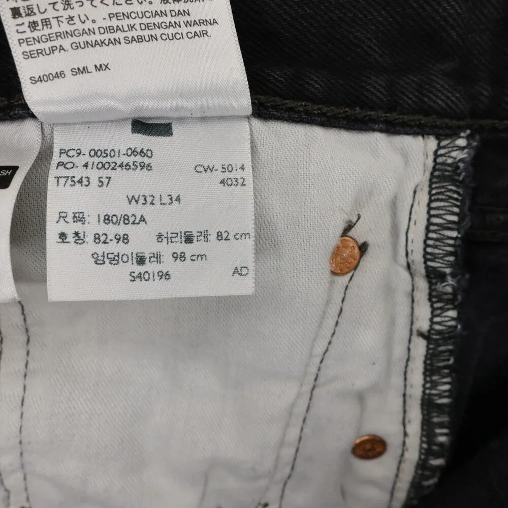 Levis 501 Jeans Mens 32x34 Black Straight Leg Button Fly Original Fit Denim